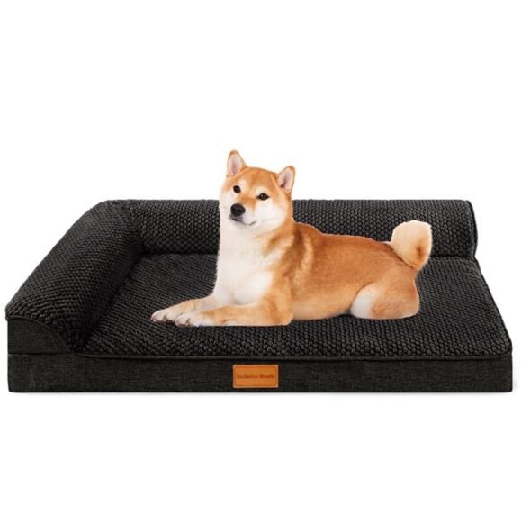 Orthopedic Pet Bed for Median Dogs, 30"X20" Waterproof L Shaped Dog Bed Washable - Picture 1 of 7